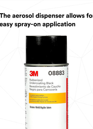 3M Rubberized Undercoating Aerosol Spray, 08883, 19.7 oz, Textured Finish, Anti-Corrosive, Multi-Purpose for Automotive Cars, Trucks, and Recreational Vehicles Black