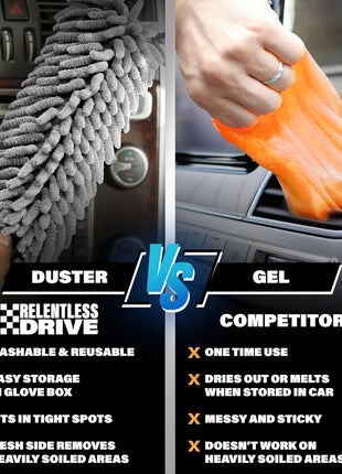 Relentless Drive Car Duster Interior 14" – Ultimate Dash Duster for Women & Men, Chenille Car Accessories Interior, Lint & Scratch-Free