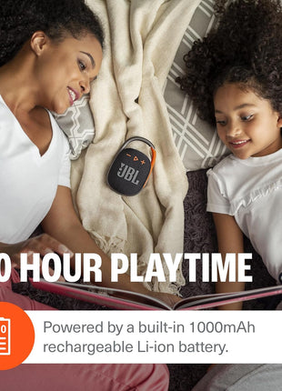 JBL Clip 4 - Portable Mini Bluetooth Speaker, big audio and punchy bass, integrated carabiner, IP67 waterproof and dustproof, 10 hours of playtime, speaker for home, outdoor and travel (Black)