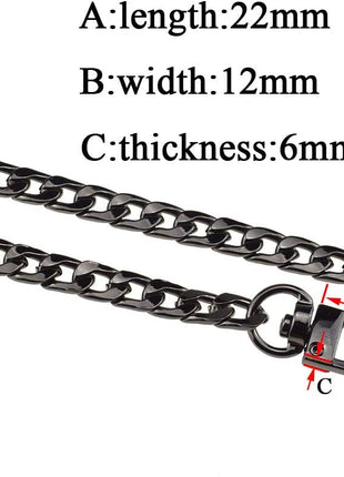 HAHIYO Mini Pochette Purse Chain Strap Slim Wide 7mm for LV Length 7.9 Inches Extra Thick 2.6mm Shiny Black for Handbag Wallet Clutch Comfortable Flat Metal Strap 1 Pack