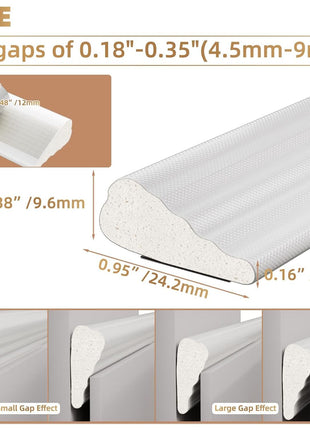 Kneelisa 118" Wedge-Shape Foam Window Weather Stripping Door Seal | Soundproofing Frame Winter Insulation Strip,Noise Cancelling Window Inserts,Door Gap Filler Light Blocker,White