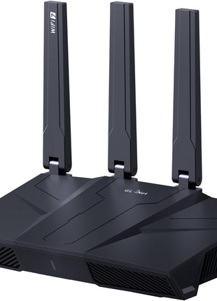 GL.iNet GL-BE9300 (Flint 3) Tri-Band WiFi 7 Router, High-Speed 6GHz Gaming WiFi Router for Wireless Internet, Long Range, 5 x 2.5G VPN Routers for Fiber Optic Modem, Computer Routers, Home & Business