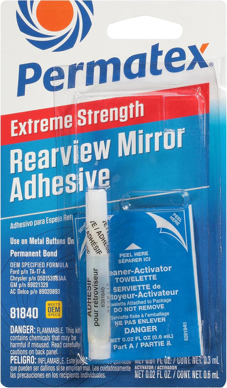 Permatex 81840 Extreme Rearview Mirror Profressional Strength Adhesive Kit, single unit