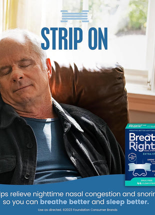 Breathe Right Nasal Strips, Extra Strength, Nasal Congestion, Clear, 44ct | Opens nose and increases nasal airflow, helps relieve nasal congestion for better breathing, drug-free, use anytime, anywhere