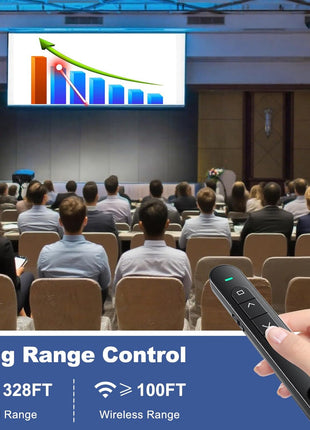 QUI Presentation Clicker with Volume Control, Wireless Presenter Remote | Plug & Play 2.4GHz USB Slide Advancer Compatible with Mac/Windows, Works with PowerPoint, Keynote, and Google Slides