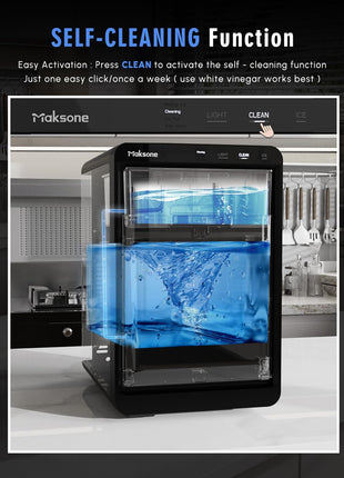 Maksone Countertop Nugget Ice Maker with APP Control, 44lbs/24H,Ready in 7 Mins,Crushed ice Maker,Sonic Pebble Ice Machine