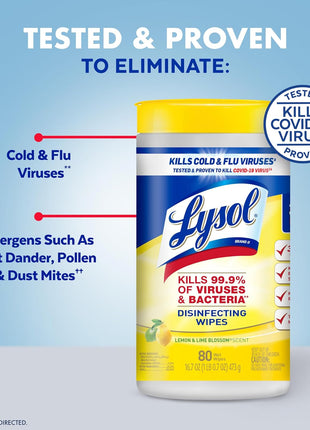 Lysol Disinfecting Wipes, Cleaner, Lemon + Mango + Linen, 80 ct. (4 Pack) | All Purpose Cleaner, Sanitizing, Deodorizing, Apartment Essentials, Back To School Cleaning Supplies, Kitchen & Bathroom Wipe