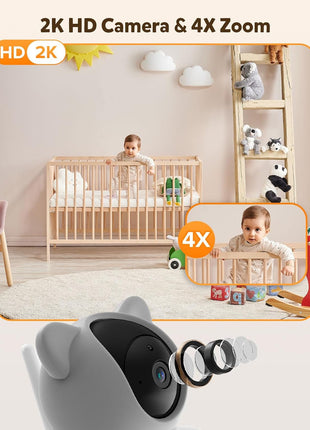 iFamily WiFi Baby Monitor with App – Smartphone Baby Monitor with 5inch HD Monitor & 2K Camera, Night Vision, 2-Way Talk, Motion Tracking&Alerts, Temp Sensor, Lullabies,Secure WiFi Lock
