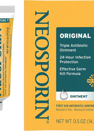 Neosporin Original First Aid Antibiotic Ointment with Bacitracin Zinc for Infection Protection, Wound Care Treatment & Scar Appearance Minimizer for Minor Cuts, Scrapes and Burns,.5 oz