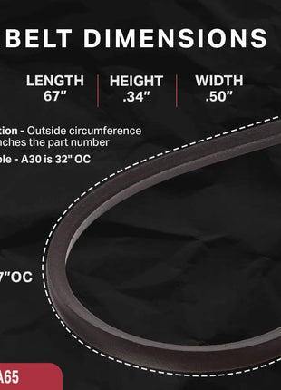 BESTORQ A65 or 4L670 V-Belt, Classic Wrapped Rubber X3 V-Belt, Black, 67 inch Outside Circumference x .51 inch Width x .34 inch Height, Pack of 1