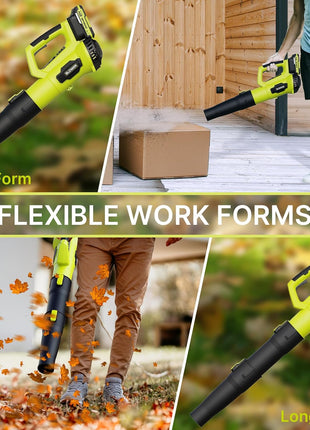 Leaf Blower, 21V Cordless Electric Blower with 2 2.0Ah Batteries and 1 Hour Fast Charger, Lightweight Leaf Blower for Patio Cleaning, Lawn Care, Blowing Fallen Leaves and Dust, etc.