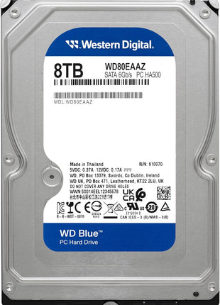 Western Digital 8TB WD Blue PC Internal Hard Drive HDD - 5640 RPM, SATA 6 Gb/s, 256 MB Cache, 3.5 inch - WD80EAAZ