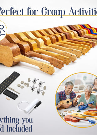 DIY Ukulele Kit - Build Your Own Guitar with 21-Inch Soprano Ukelele Kit, Includes 33 Pieces Make Your Own Ukulele Acoustic Guitar DIY Projects