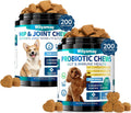 Dual-Action Dog Probiotics & Hip/Joint Supplement - 200 Soft Chews with Glucosamine, Chondroitin, MSM, Probiotics for Digestion, Immune & Joint Health, Gas Relief, Chicken Flavor (All Ages/Breeds)