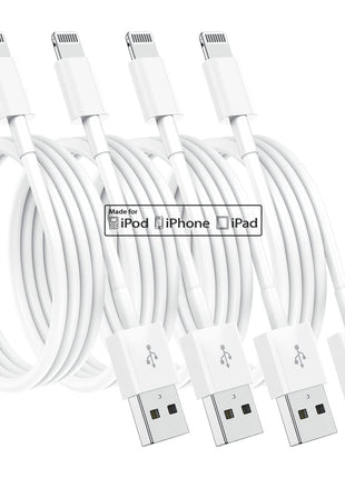 Susnwere 4 Pack [Apple MFi Certified] Apple Charging Cables 6ft, iPhone Chargers, Lightning Fast iPhone Charging Cord for iPhone 12/11/11Pro/11Max/ X/XS/XR/XS Max/8/7, ipad(White)