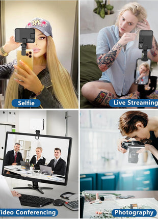 ALTSON 60 LED Portable Selfie Light Video Conference Lighting with Clip & Camera Tripod Adapter Rechargeable 2200mAh CRI 97+, 3 Light Modes for Phone iPhone Webcam Laptop Photo Makeup