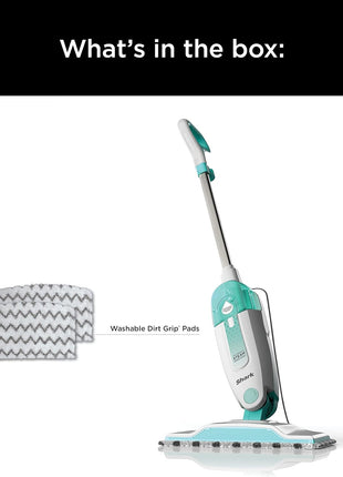 Shark Steam Mop for Sealed Hard Floors with 2 Dirt Grip Pads, White, S1000 | Removable Water Tank, Lightweight, 2 Machine Washable Dirt Grip Pads, Steam Sanitization on Sealed Hard Floors