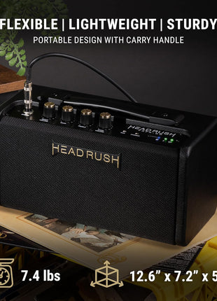 HeadRush FRFR-GO 30W Portable Electric Guitar Amplifier for Modellers | Portable Full-Range Flat-Response Speaker with Bluetooth, Rechargeable Battery for Multi-FX and Amp Modeling Pedals