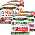Omega 3 + Glucosamine Dogs Bundle - Allergy & Itch Relief Skin&Coat Supplement - Omega 3 & Pumpkin + Chondroitin, MSM - Dry Itchy Skin, Hot Spots Treatment + Hip & Joint Care - 720 Chews - Made in USA