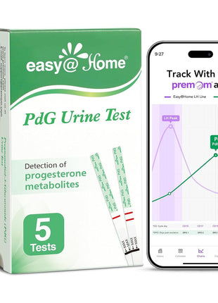 Easy@Home PdG Test Strips: 5-Pack Progesterone Urine Tests | Track Ovulation Insights with Progesterone Test Strips, At Home Fertility Test for Women with Premom Ovulation App