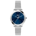 Helix by Timex Analog Watch for Women with Blue Round Dial & Silver Stainless Steel Mesh Bracelet Band Water Resistant Women's Wrist Watches - TW022HL34