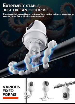 Baby Monitor Mount - Universal Adjustable Baby Camera Mount for Nanit Pro, Hello Baby, Kasa & Most Baby Monitors, Attaches to Crib Cot Shelves or Furniture (White)