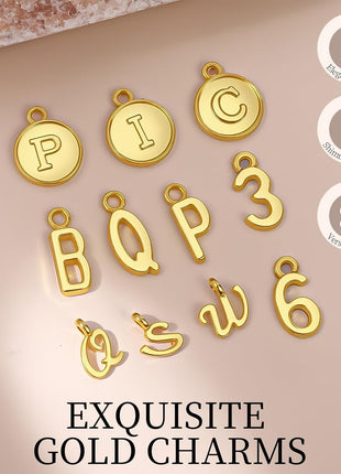 LEOBRO Letter Charms, 376 Pcs Gold Charms for Jewelry Making, Bracelet Necklace Charm & Jump Rings, Jewelry Making Supplies, Gold