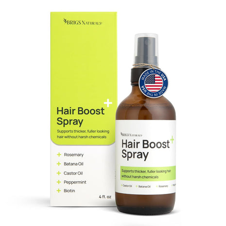 Hair Boost Spray for Thicker Looking Hair and Healthy Scalp - USA Made with Organic Botanicals, Rosemary Water, Peppermint, Biotin, Batana Oil, Caffeine, and Haircare Actives