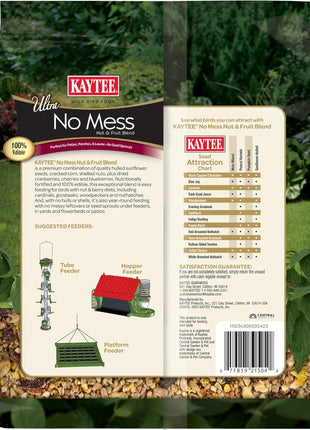 Kaytee Wild Bird Ultra No Mess Nut & Fruit Food Seed Blend For Blue Jays, Woodpeckers, Juncos, Cardinals, Grosbeaks, Sparrows, and Finches, 5.5 Pound