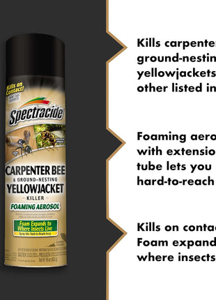 Spectracide Carpenter Bee And Ground-Nesting Yellowjacket Killer Foaming Aerosol 16 Ounces, Expands To Where Insects Live