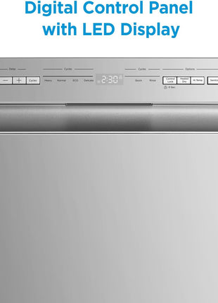 Midea 18 Inch Built-in Dishwasher, Slim Space-Saving Design with 8 Place Settings, 6 Washing Programs & Stainless Steel Tub, Energy Star Certified Dishwasher with Heated Dry & High Temp Wash, Silver