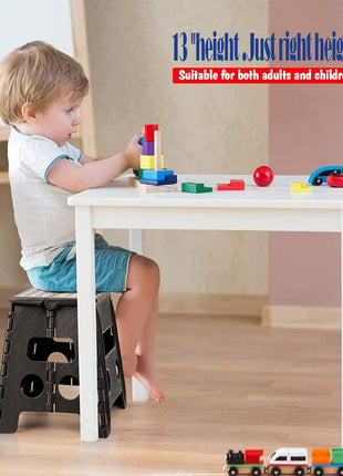 ACKO 13 Inch Folding Step Stool, Holds 300 lb for Adults and Kids, Black | Collapsible Heavy Duty Foldable Stools, Portable Non-Slip Foot Stepping stool, Kitchen Bathroom Bedroom Outdoor with Handle