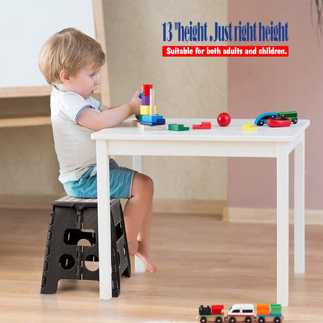 ACKO 13 Inch Folding Step Stool, Holds 300 lb for Adults and Kids, Black | Collapsible Heavy Duty Foldable Stools, Portable Non-Slip Foot Stepping stool, Kitchen Bathroom Bedroom Outdoor with Handle