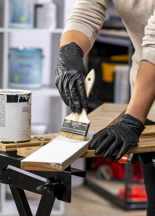 GUSTO Black Nitrile Gloves - Disposable Heavy Duty 6 Mil