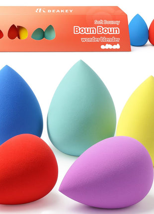 BEAKEY Makeup Sponge Set 5 Pack Micro Porous Low Absorption Soft Latex Free Foundation Beauty Sponges & Blenders for Powder Cream