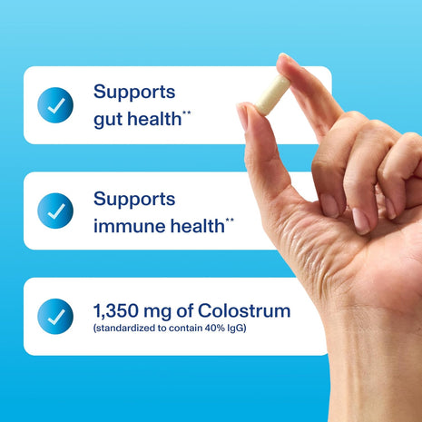 Vital Proteins Bovine Colostrum Supplement, 90 Capsules | Premium Bovine Colostrum, Supports Gut & Immune Health, 40% IgG, 30 Servings