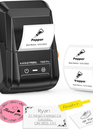 SUPVAN T50M Pro Bluetooth Label Maker Machine with Tape, Wide Waterproof Label, Versatile App with 40 Fonts and 450+ Icons, Inkless Labeler for Home, Kitchen, School, Office Organization, Black