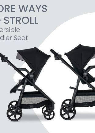 Britax Brook+ Modular Baby Stroller, Ultra-Lightweight Infant and Toddler Stroller with SafeWash Insert and 4 Ways to Stroll, Graphite Onyx