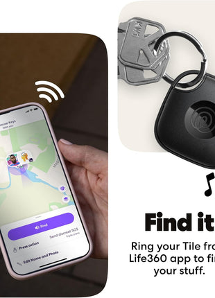 Life360 Tile - Bluetooth Tracker, Keys Finder and Item Locator for Keys, Bags and More. Phone Finder. Both iOS and Android Compatible. 4-Pack (Black)