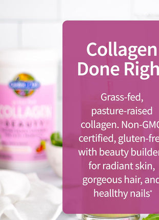 Garden of Life Grass Fed Collagen Beauty - Strawberry Lemonade, 20 Servings, Powder for Women Men Hair Skin Nails, Hydrolyzed Collagen Peptides Protein Powder Supplement
