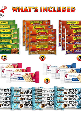 Veratify Healthy Mixed Snack Box (66 Count) Snacks Gift Basket Granola Bars Bulk Variety Grab and Go Men Women Adults Office Work Travel Employee Appreciation School College