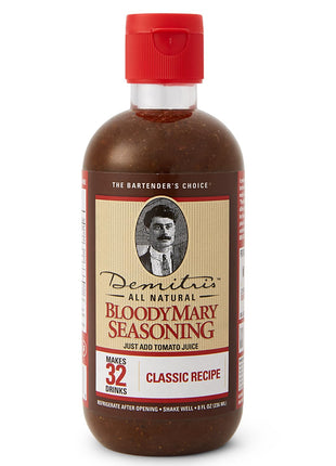 Demitri's Bloody Mary Seasoning Classic Recipe - Bloody Mary Mix - Concentrated Drink Mixer - Bold Rich Flavor - Perfect for Home Brunch Parties & Cocktails - 8oz Bottle (Pack of 1)