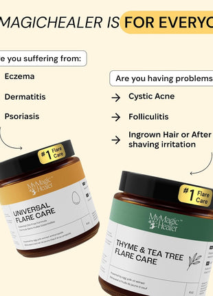 MyMagicHealer Universal Flare Care | Drawing Salve for HS, Boils, Cysts, Hemorrhoids, Pilonidal Cyst, Abscess | Anti Chafing, Wound Care, Relief for Itching Skin w/Propolis & Egg Yolk Extract 4 oz