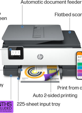 HP OfficeJet 8015e Wireless Color All-in-One Printer, 6 Month Instant Ink Trial Included