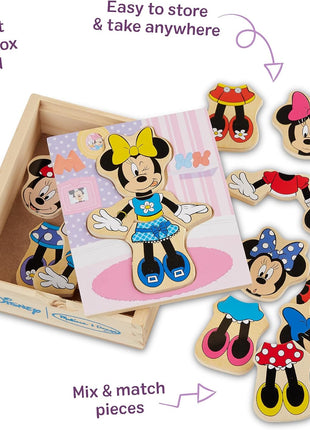 Melissa & Doug Disney Minnie Mouse Dress-Up Puzzle, 18 Pieces Mix and Match Outfits, Sorting & Matching Toy with Storage Case, Educational Puzzle for Toddlers Ages 3+