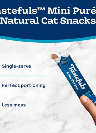 Blue Buffalo Tastefuls Mini Purées, Adult Cat Natural Single-Serving Snack, 4-Count Variety Pack Chicken and Tuna, 0.5 oz. (Pack of 4)