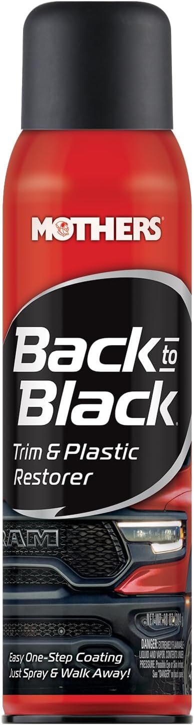 Mothers Back-to-Black Trim & Plastic Restorer, 10 oz. Aerosol (06110) | Removes Oxidation, Dirt & Wax Residue – Restores Faded Trim & Provides Long-Lasting Protection