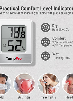 TempPro TP49 Digital Hygrometer Indoor Thermometer Humidity Meter Room Thermometer with Temperature and Humidity Monitor Mini Hygrometer Outdoor Thermometer (Previously ThermoPro)