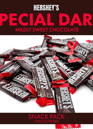 Hershys Special Dark Mildly Sweet Chocolate - 2 Pounds Approx 70 Halloween Candy Bulk Individually Wrapped - Dark Chocolate Hershys Snack Size Candy Bars - Halloween Treats for Sharing With Family and Friends