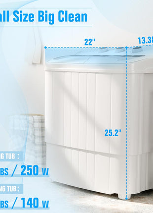 Pataku Portable Washing Machine, 17.6 Lbs Compact Mini Washer and Dryer Combo,Twin Tub Laundry Washer with Spin Cycle, Soaking Function Ideal for Apartment, Dorms, RVs Camping, Grey